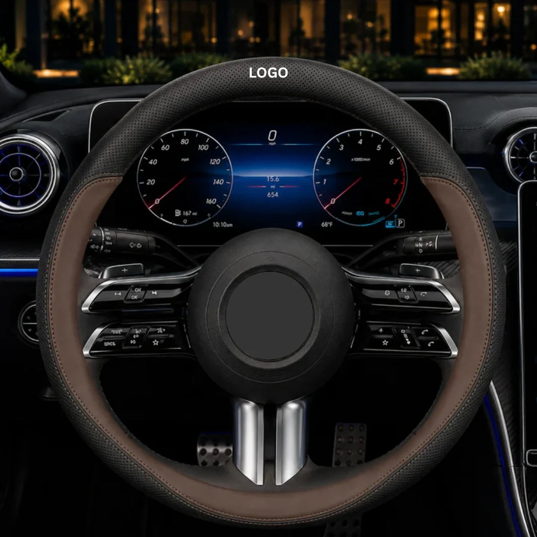 GripFit - Custom Logo Leather Steering Wheel Cover For Cars & SUVs