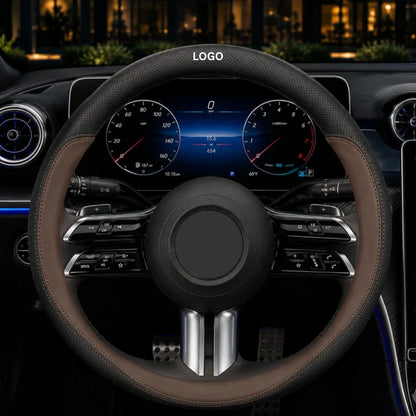 GripFit - Custom Logo Leather Steering Wheel Cover For Cars & SUVs