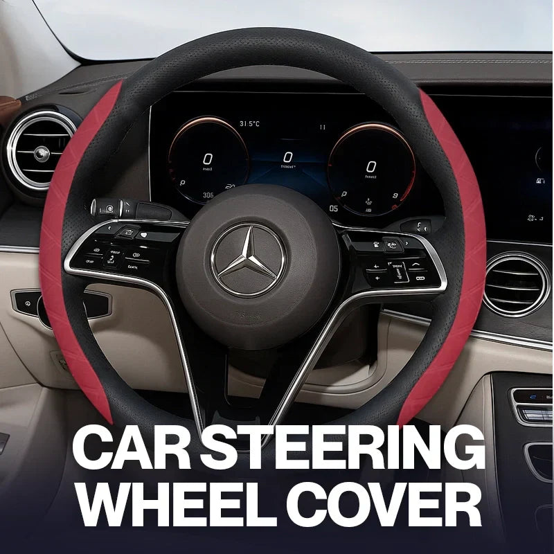 2026 New Logo Customizable Leather Steering Wheel Cover | Breathable, Anti-Slip & Universal Fit