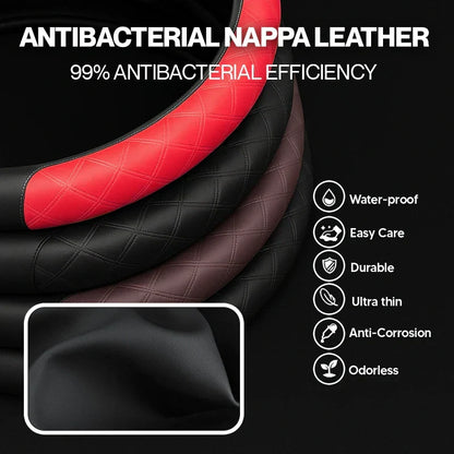 2026 New Logo Customizable Leather Steering Wheel Cover | Breathable, Anti-Slip & Universal Fit