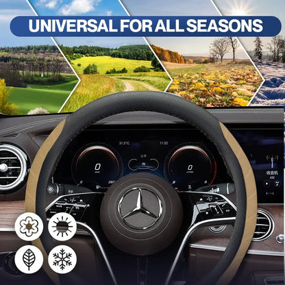 2026 New Logo Customizable Leather Steering Wheel Cover | Breathable, Anti-Slip & Universal Fit