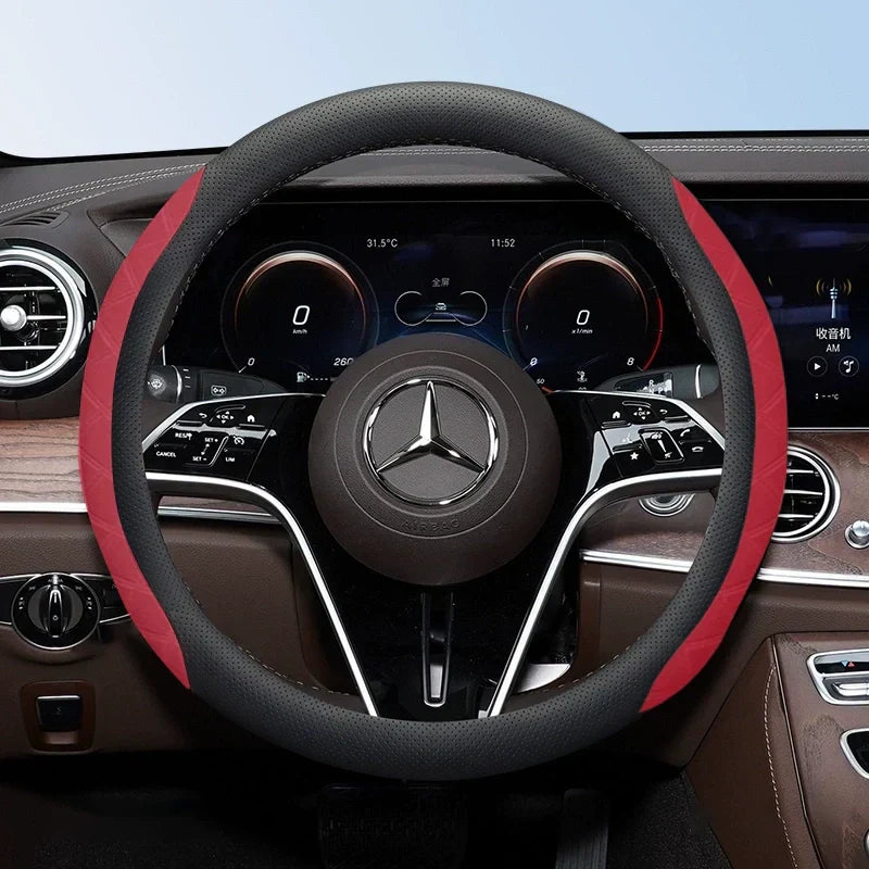 2026 New Logo Customizable Leather Steering Wheel Cover | Breathable, Anti-Slip & Universal Fit