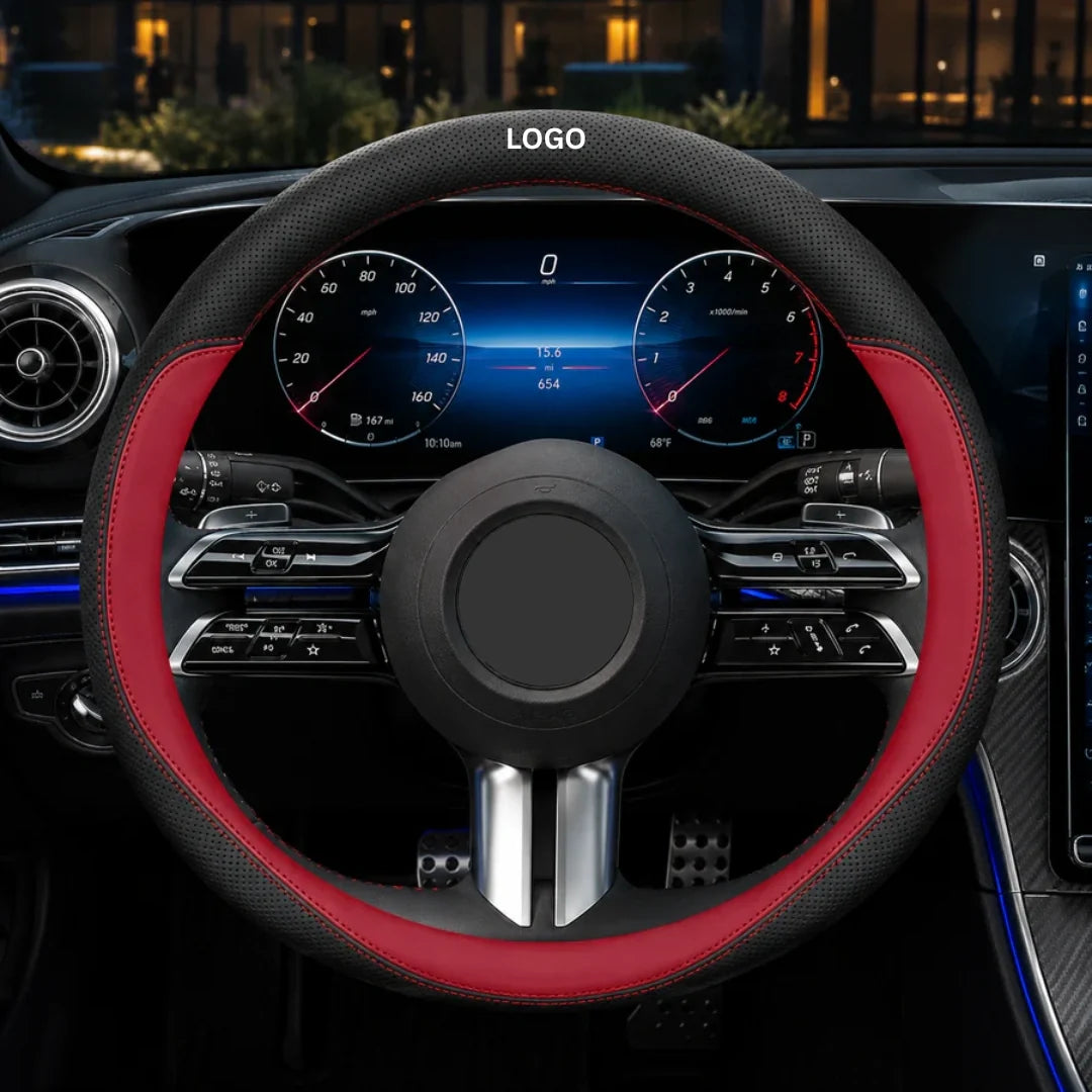 GripFit - Custom Logo Leather Steering Wheel Cover For Cars & SUVs