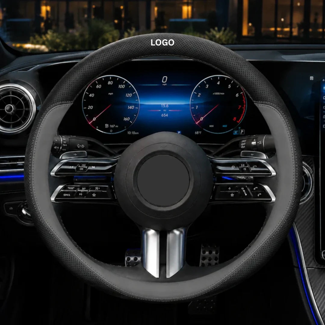 GripFit - Custom Logo Leather Steering Wheel Cover For Cars & SUVs