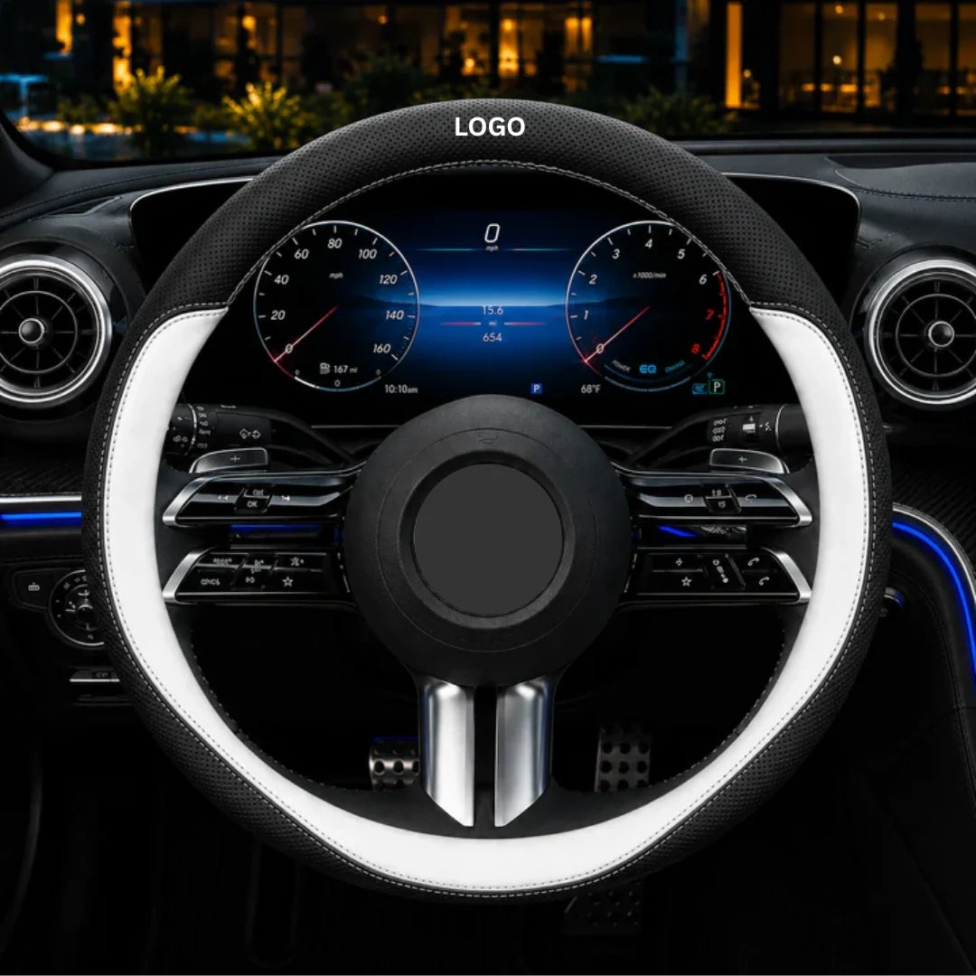 GripFit - Custom Logo Leather Steering Wheel Cover For Cars & SUVs
