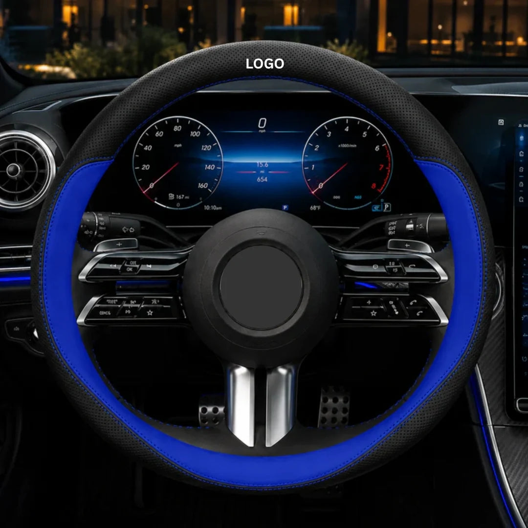 GripFit - Custom Logo Leather Steering Wheel Cover For Cars & SUVs