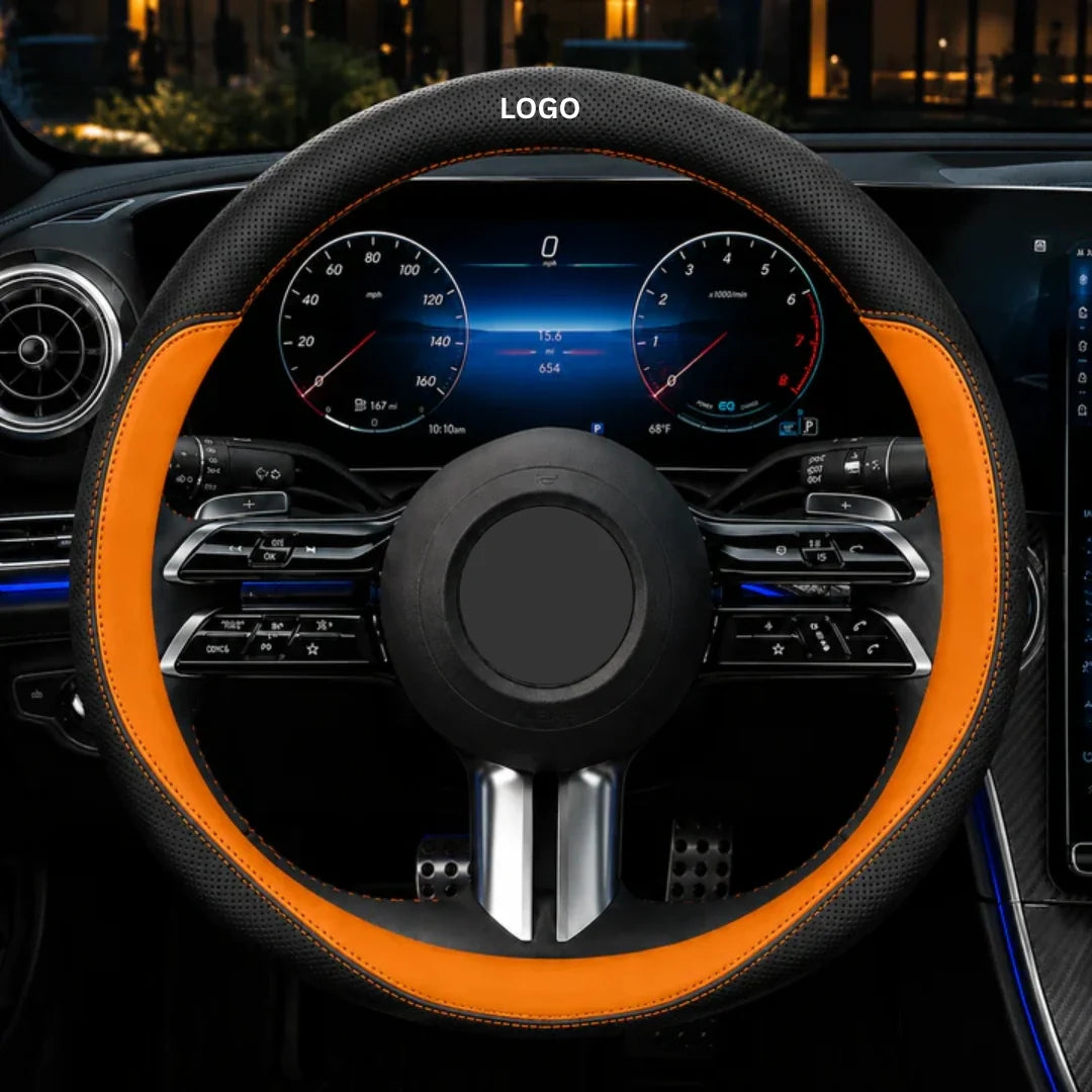 GripFit - Custom Logo Leather Steering Wheel Cover For Cars & SUVs