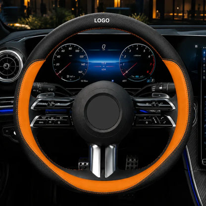 GripFit - Custom Logo Leather Steering Wheel Cover For Cars & SUVs