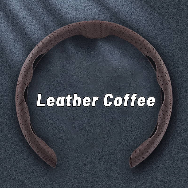 Nexi US Customized Car Logo Breathable Ultra-thin 5D Leather & Carbon Car Steering Wheel Cover Universal Fit