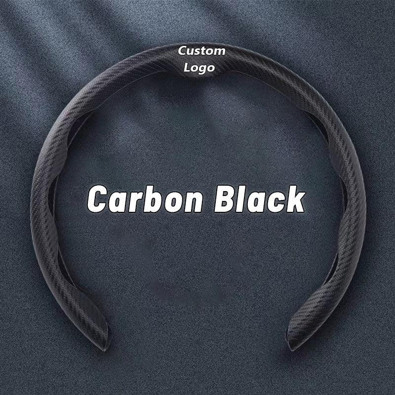 Nexi US Customized Car Logo Breathable Ultra-thin 5D Leather & Carbon Car Steering Wheel Cover Universal Fit