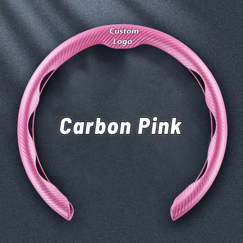Nexi US Customized Car Logo Breathable Ultra-thin 5D Leather & Carbon Car Steering Wheel Cover Universal Fit