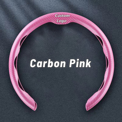 Nexi US Customized Car Logo Breathable Ultra-thin 5D Leather & Carbon Car Steering Wheel Cover Universal Fit