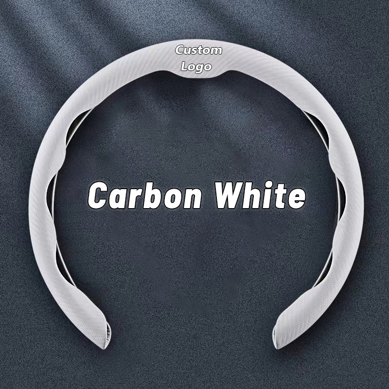 Nexi US Customized Car Logo Breathable Ultra-thin 5D Leather & Carbon Car Steering Wheel Cover Universal Fit