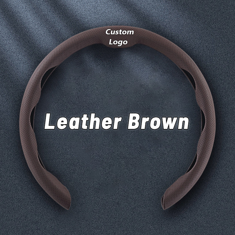 Nexi US Customized Car Logo Breathable Ultra-thin 5D Leather & Carbon Car Steering Wheel Cover Universal Fit