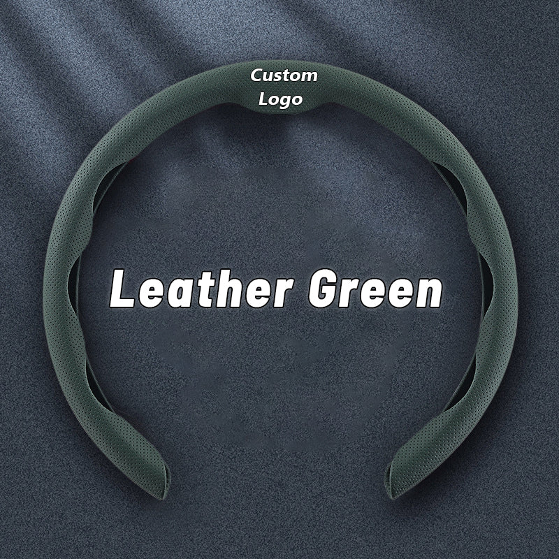 Nexi US Customized Car Logo Breathable Ultra-thin 5D Leather & Carbon Car Steering Wheel Cover Universal Fit