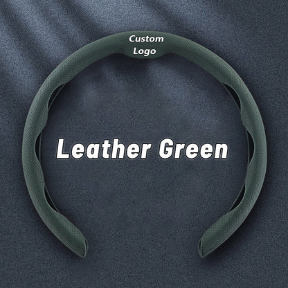 Nexi US Customized Car Logo Breathable Ultra-thin 5D Leather & Carbon Car Steering Wheel Cover Universal Fit