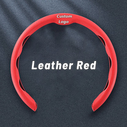 Nexi US Customized Car Logo Breathable Ultra-thin 5D Leather & Carbon Car Steering Wheel Cover Universal Fit