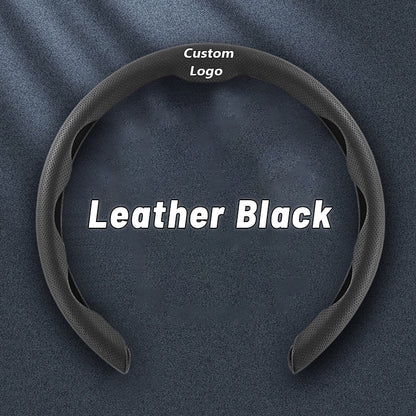 Nexi US Customized Car Logo Breathable Ultra-thin 5D Leather & Carbon Car Steering Wheel Cover Universal Fit