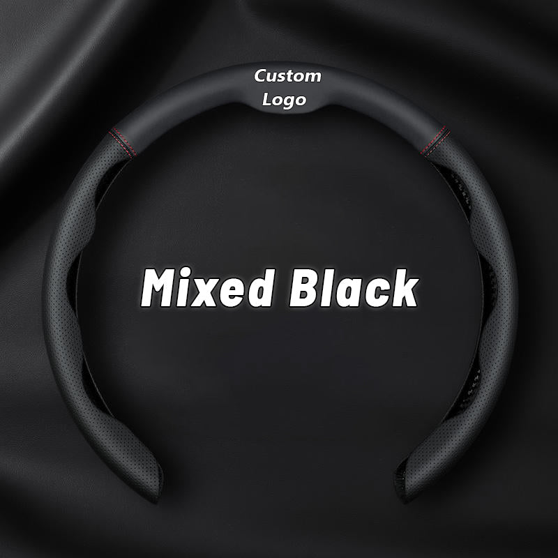 Nexi US Customized Car Logo Breathable Ultra-thin 5D Leather & Carbon Car Steering Wheel Cover Universal Fit