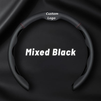 Nexi US Customized Car Logo Breathable Ultra-thin 5D Leather & Carbon Car Steering Wheel Cover Universal Fit