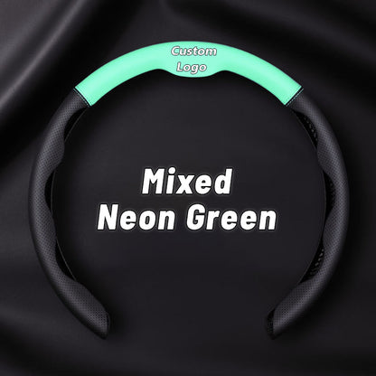 Nexi US Customized Car Logo Breathable Ultra-thin 5D Leather & Carbon Car Steering Wheel Cover Universal Fit