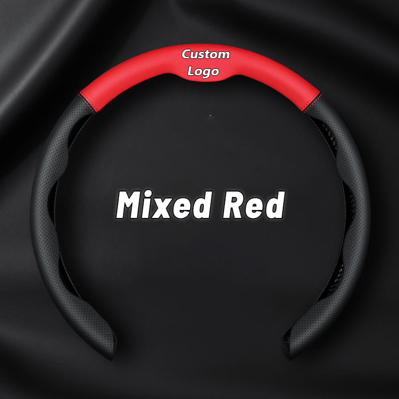 Nexi US Customized Car Logo Breathable Ultra-thin 5D Leather & Carbon Car Steering Wheel Cover Universal Fit