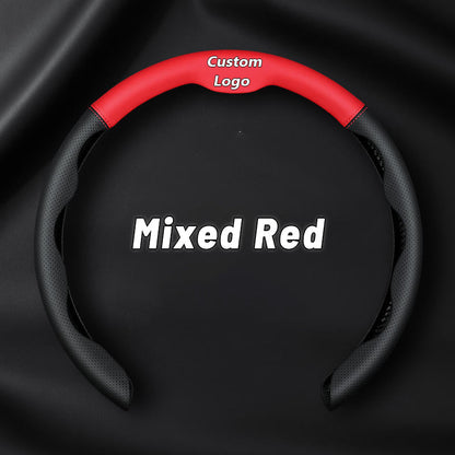 Nexi US Customized Car Logo Breathable Ultra-thin 5D Leather & Carbon Car Steering Wheel Cover Universal Fit