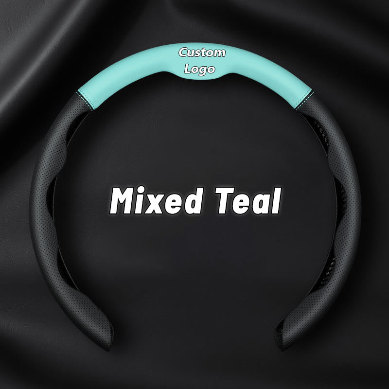 Nexi US Customized Car Logo Breathable Ultra-thin 5D Leather & Carbon Car Steering Wheel Cover Universal Fit