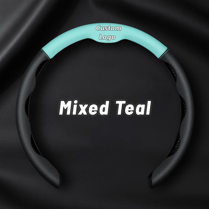 Nexi Customized Car Logo Breathable Ultra-thin 5D Leather & Carbon Car Steering Wheel Cover Universal Fit