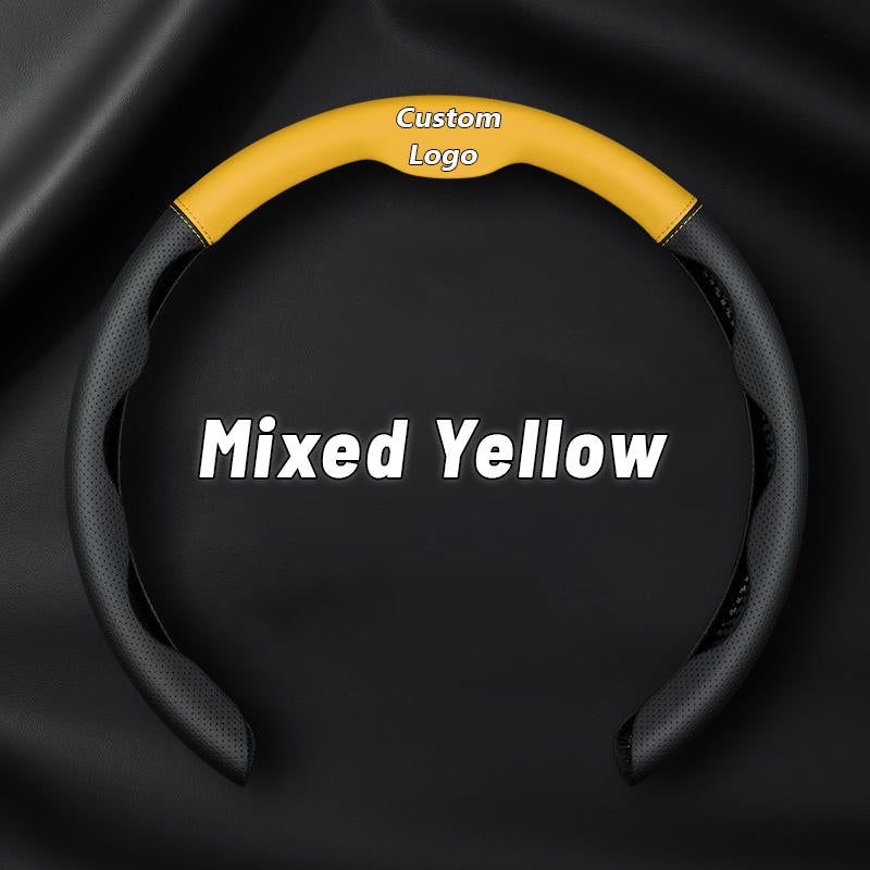 Nexi US Customized Car Logo Breathable Ultra-thin 5D Leather & Carbon Car Steering Wheel Cover Universal Fit