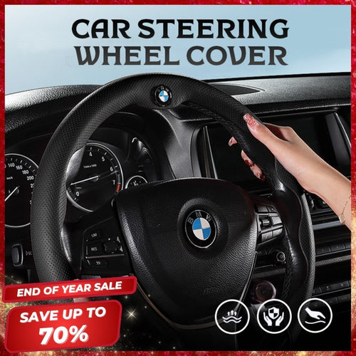 Nexi Customized Car Logo Breathable Ultra-thin 5D Leather & Carbon Car Steering Wheel Cover Universal Fit